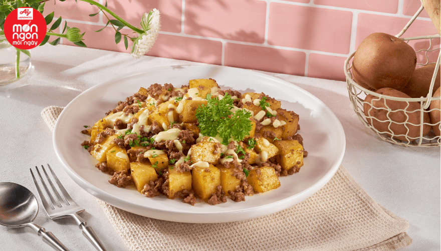 Khoai tây xào thịt bò phô mai - Món ăn ngon miệng, giàu dinh dưỡng
