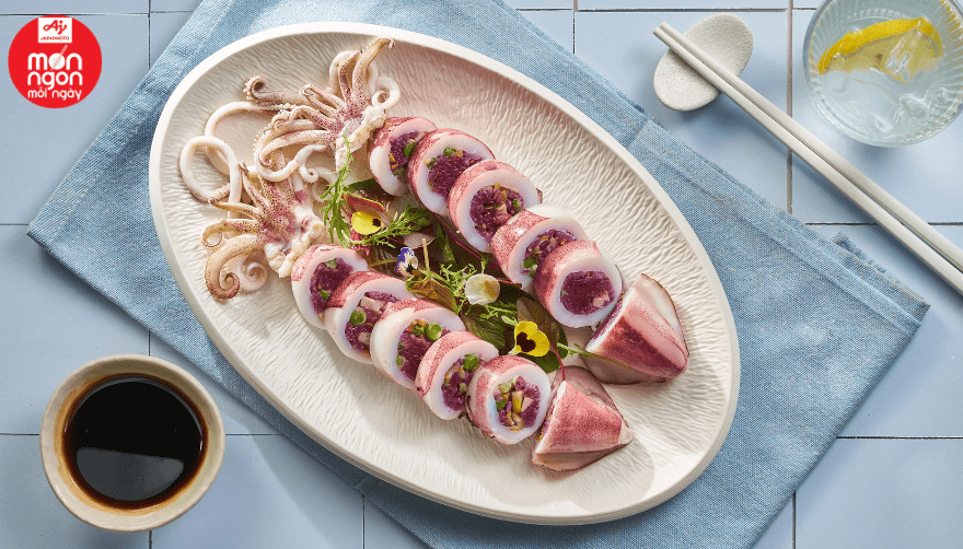 Mực nhồi xôi tím rau củ - Món ăn ngon miệng, tốt cho sức khỏe