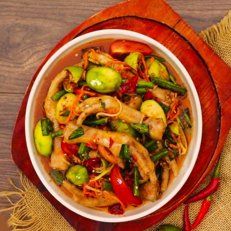 Thành phẩm gỏi chân gà Thái Lan