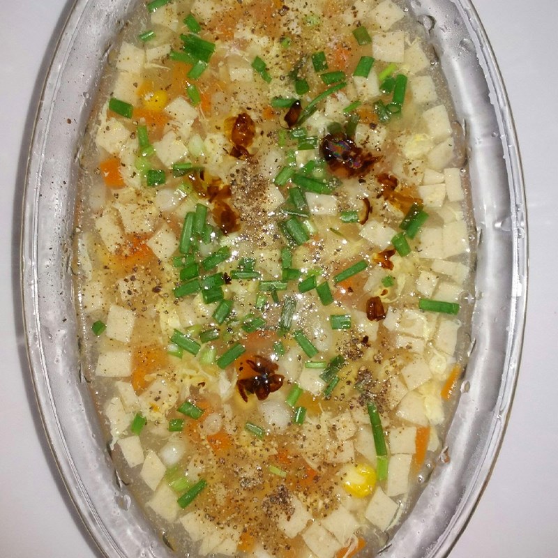 Thành phẩm súp gà ngô nấm